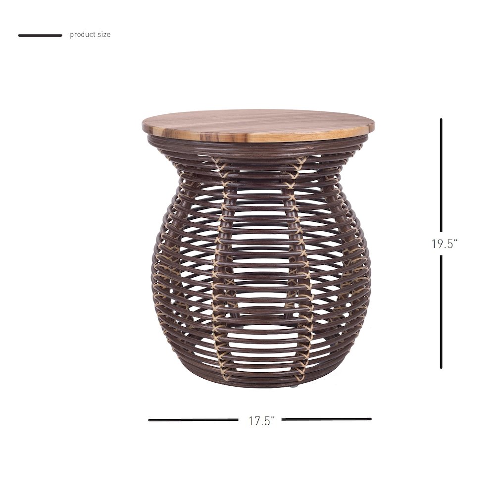 Quito Rattan Side/ End Table w/ Wood Top