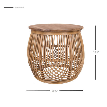 Arlo Rattan Side/ End Table w/ Wood Top