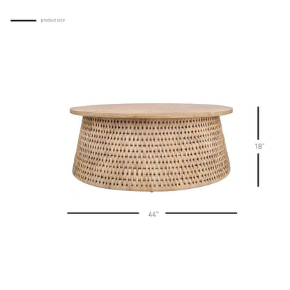 Kamari Rattan Coffee Table w/ Wood Top