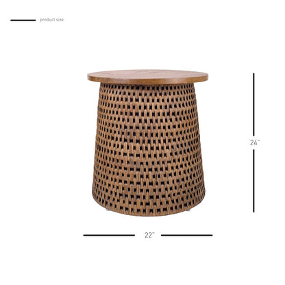 Kamari Rattan Side/End Table w/ Wood Top