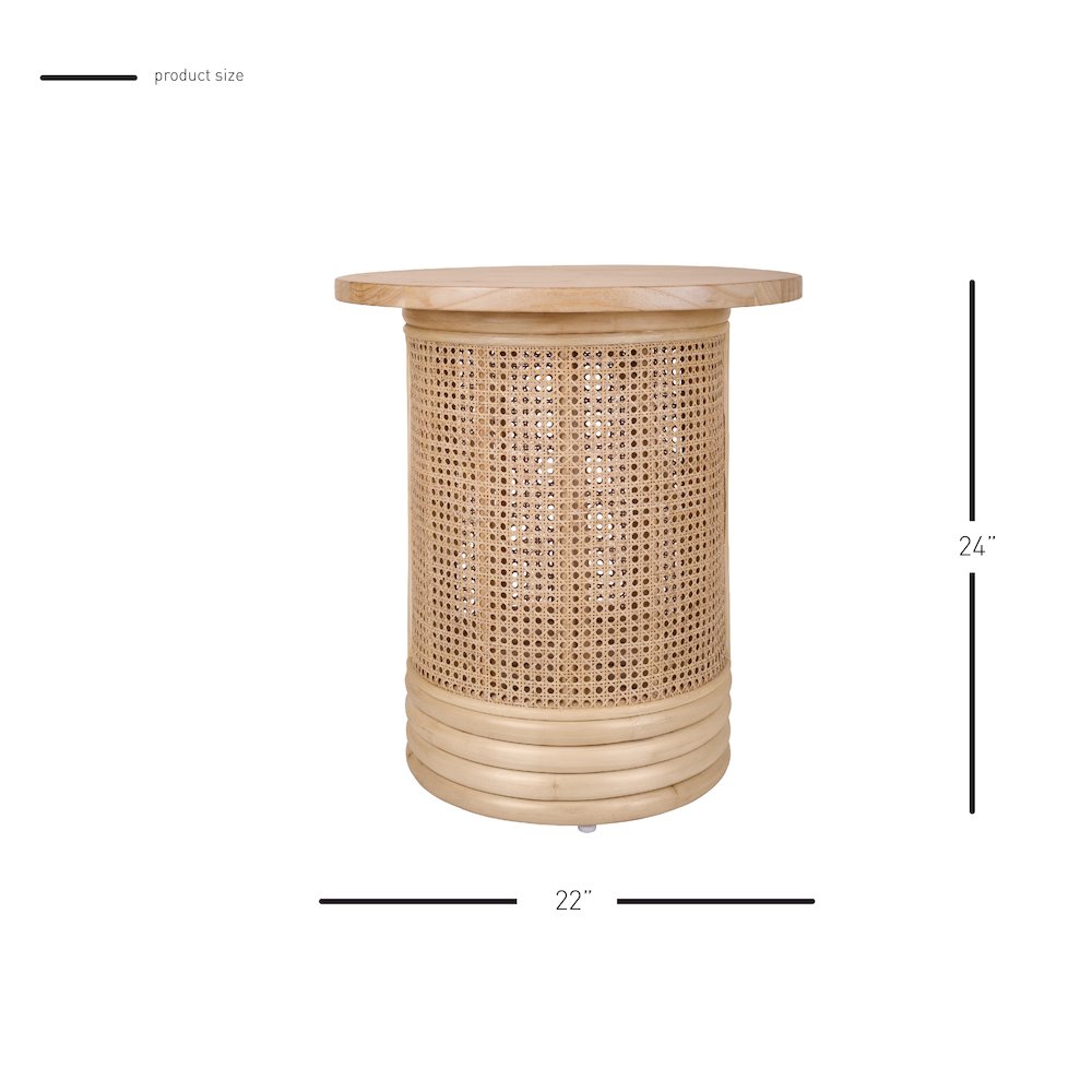 Brisa Rattan Side/End Table w/ Wood Top