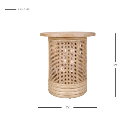 Brisa Rattan Side/End Table w/ Wood Top