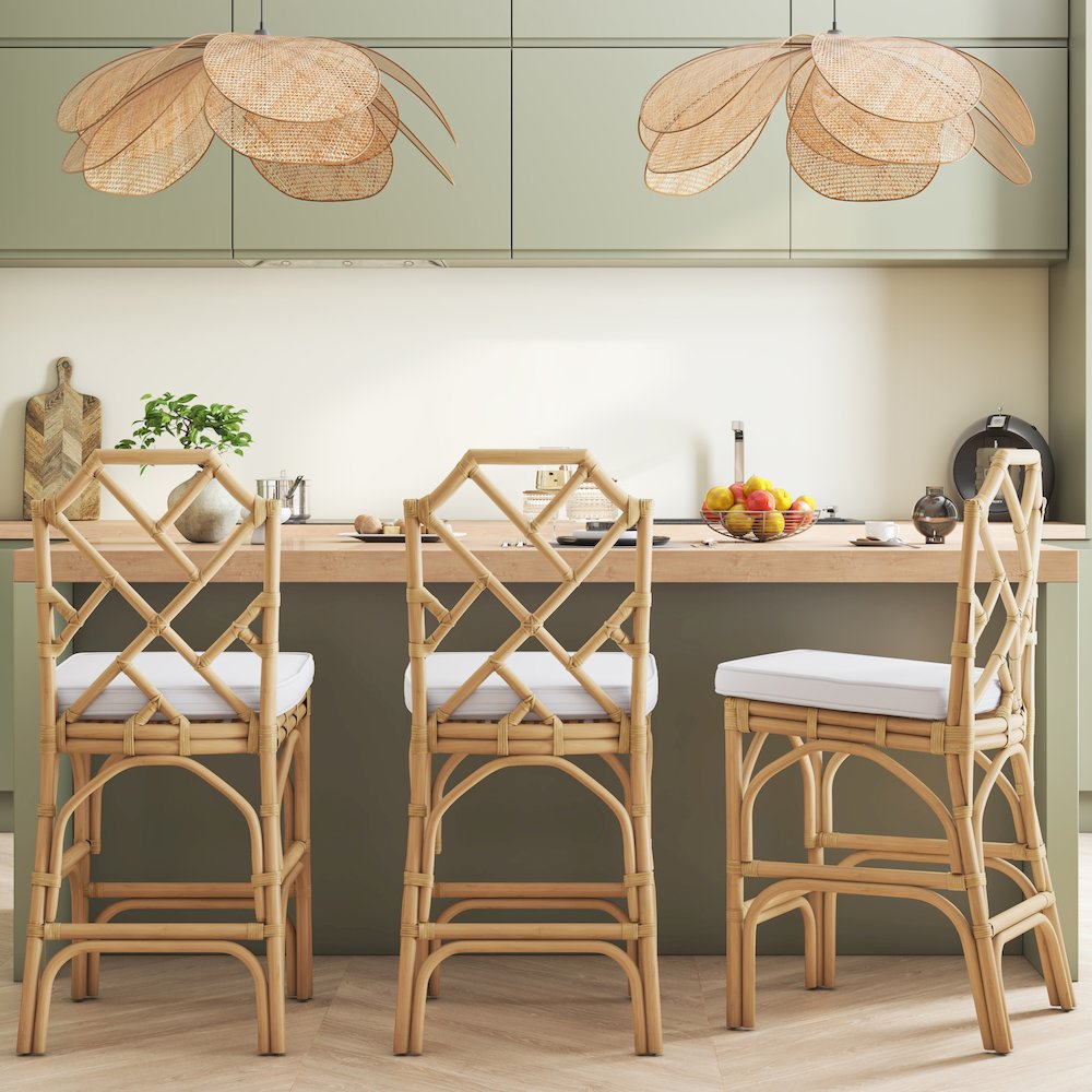 Kara Rattan Counter Stool, (Set of 2)