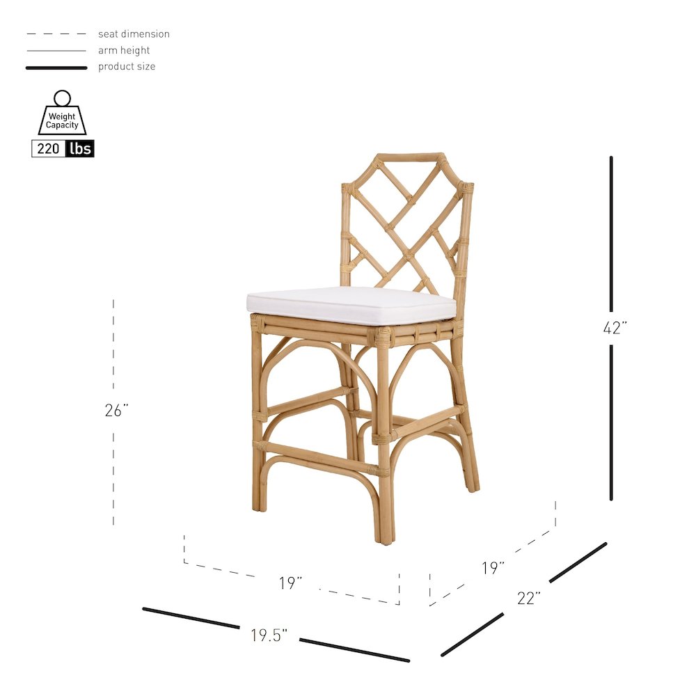 Kara Rattan Counter Stool, (Set of 2)