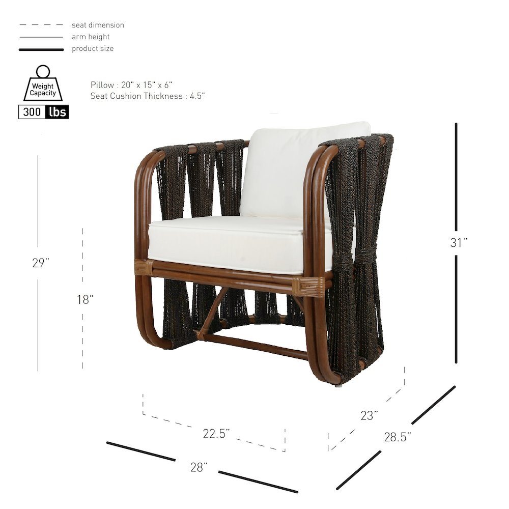 Shanaya Rattan Accent Arm Chair with Abaca