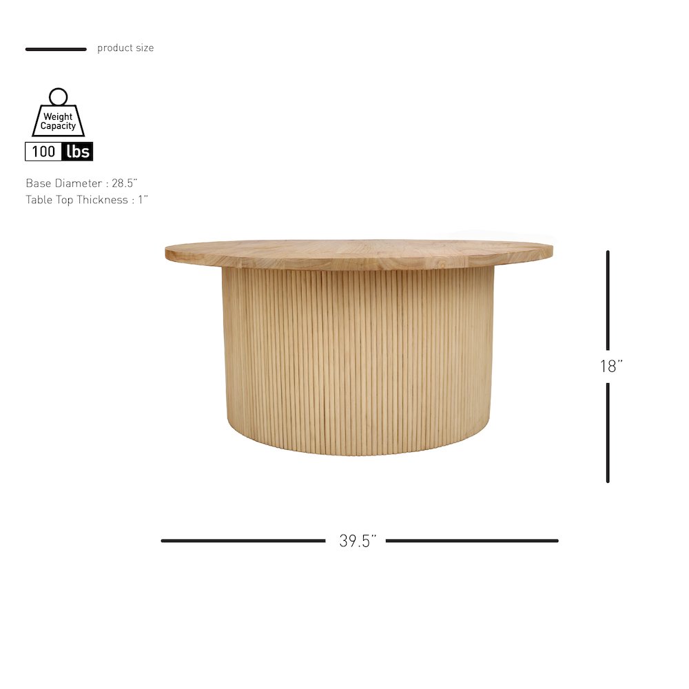 Kiefer Rattan Coffee Table w/ Wood Top