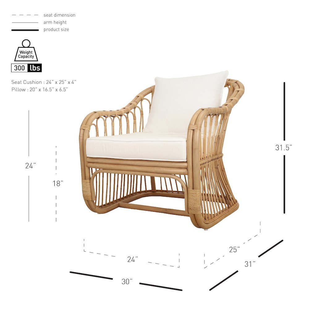 Maeva Rattan Accent Chair - Natural Wheat