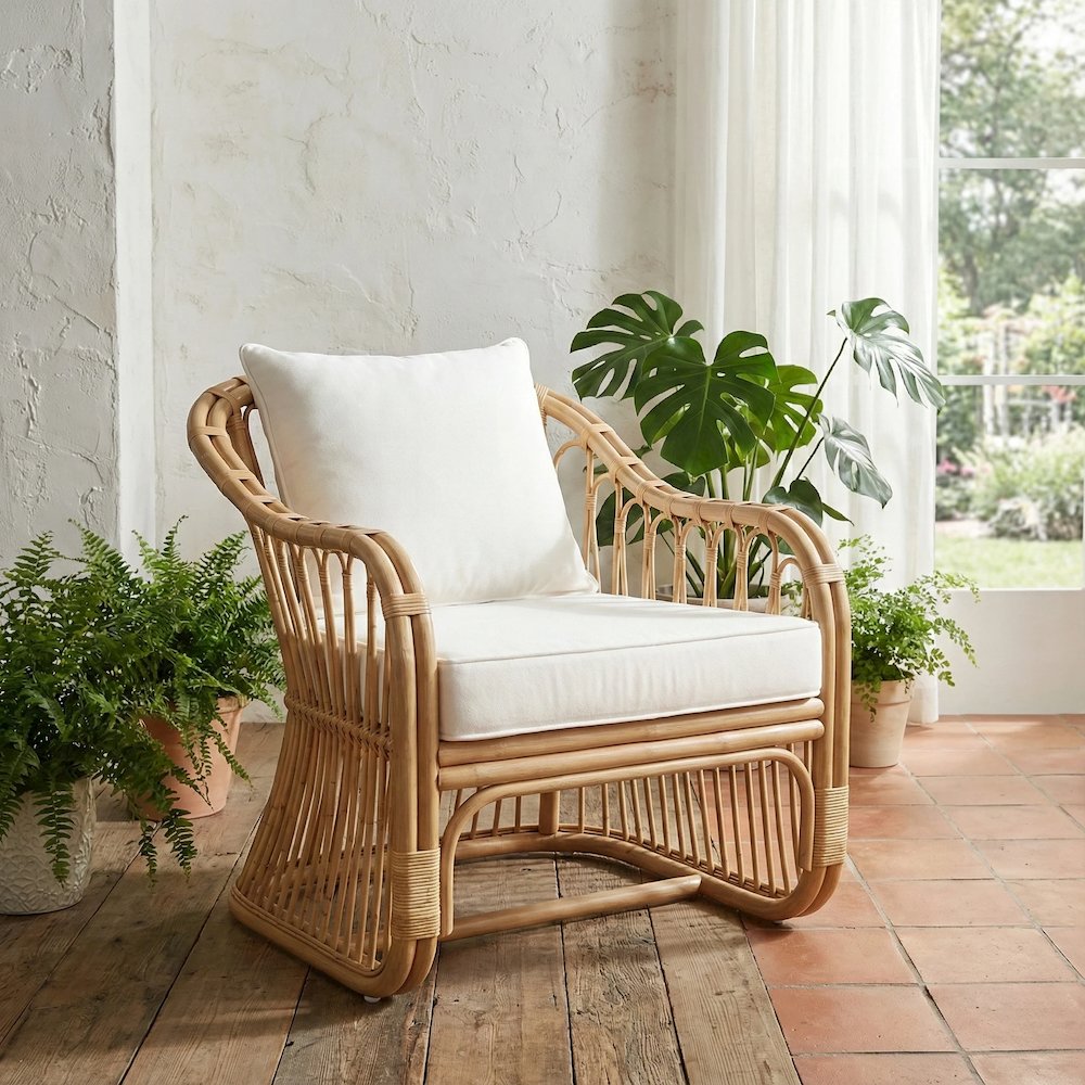 Maeva Rattan Accent Chair - Natural Wheat