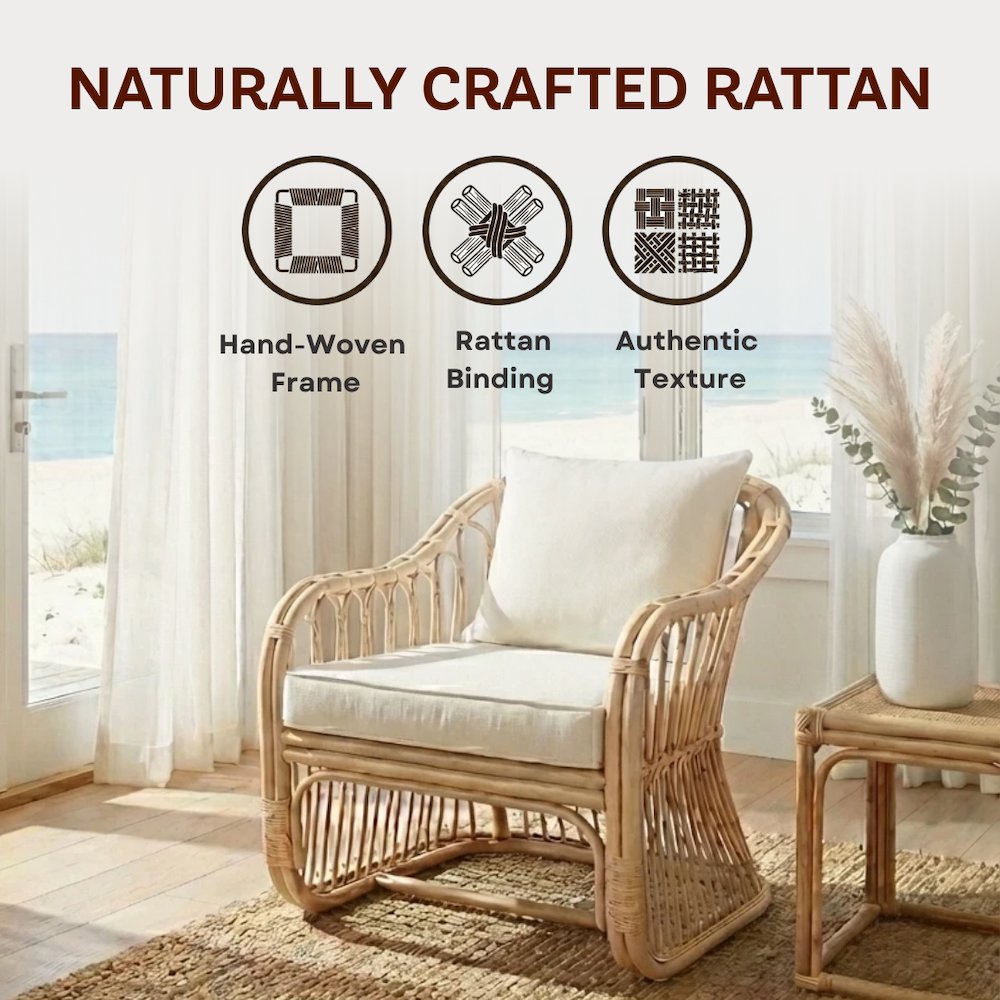 Maeva Rattan Accent Chair - Natural Wheat