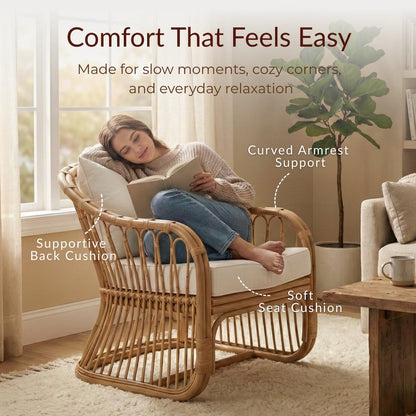 Maeva Rattan Accent Chair - Natural Wheat