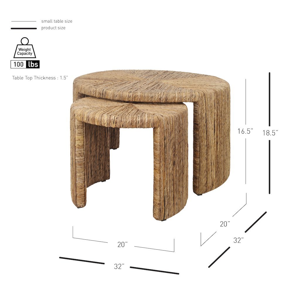 Kanza Abaca Round Nesting Coffee Table - Natural - Set of 2