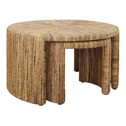 Kanza Abaca Round Nesting Coffee Table - Natural - Set of 2