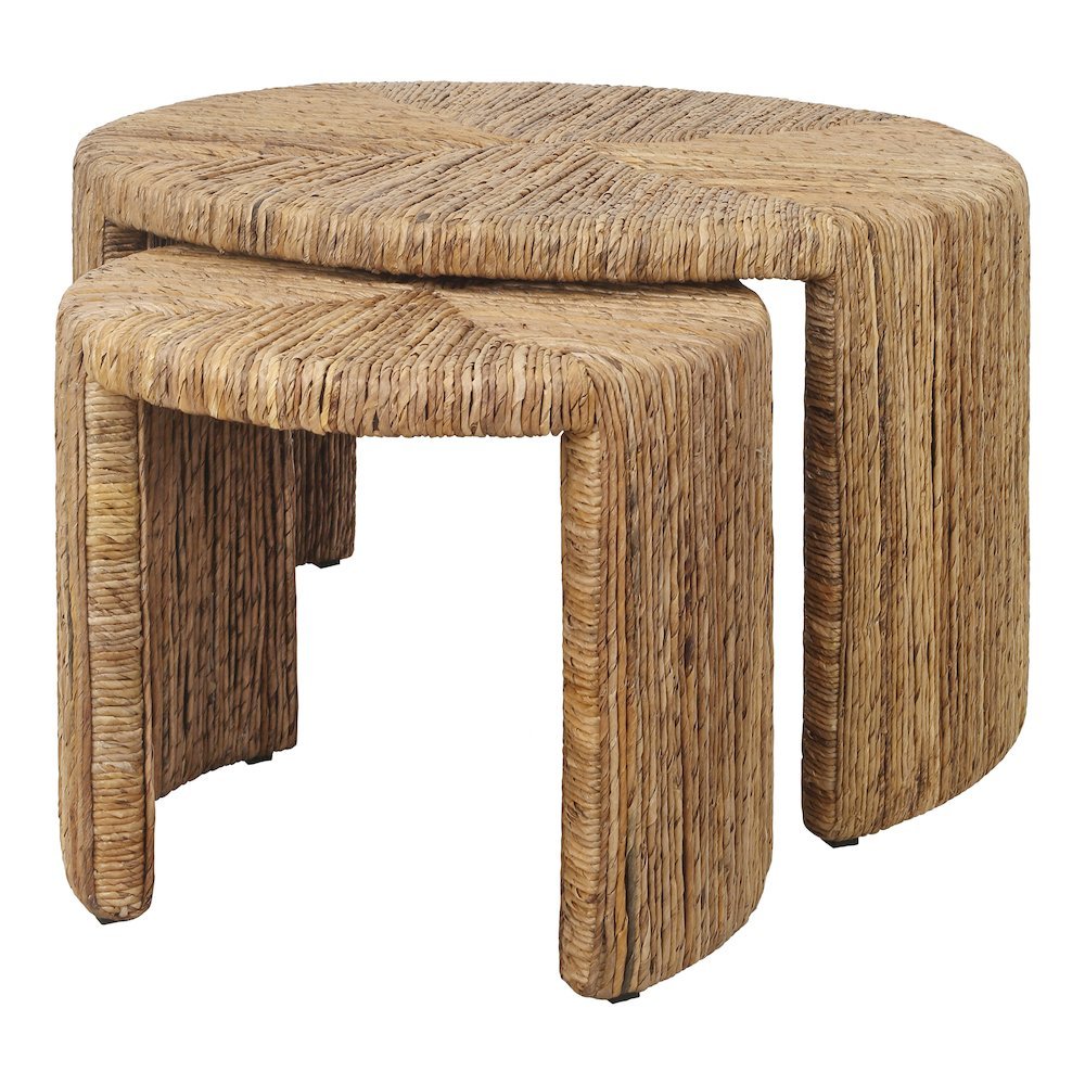 Kanza Abaca Round Nesting Coffee Table - Natural - Set of 2