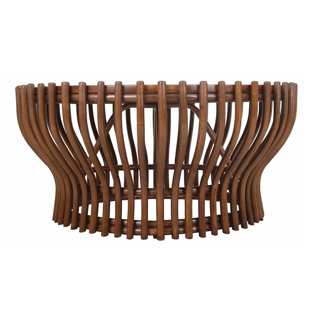 Sona Rattan Coffee Table w/ Wood Top - Cane Brown