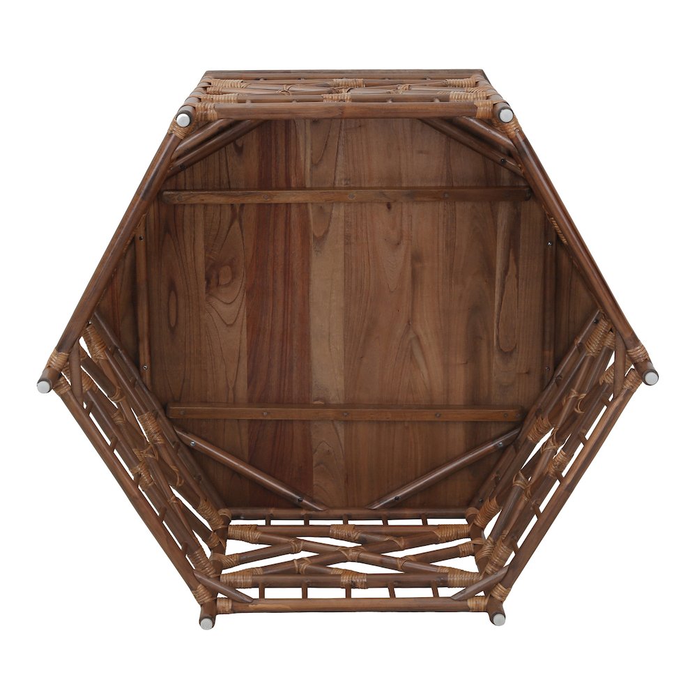 Kano Coffee Table - Cane Brown Rattan Base - Wood Top