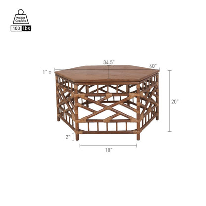 Kano Coffee Table - Cane Brown Rattan Base - Wood Top