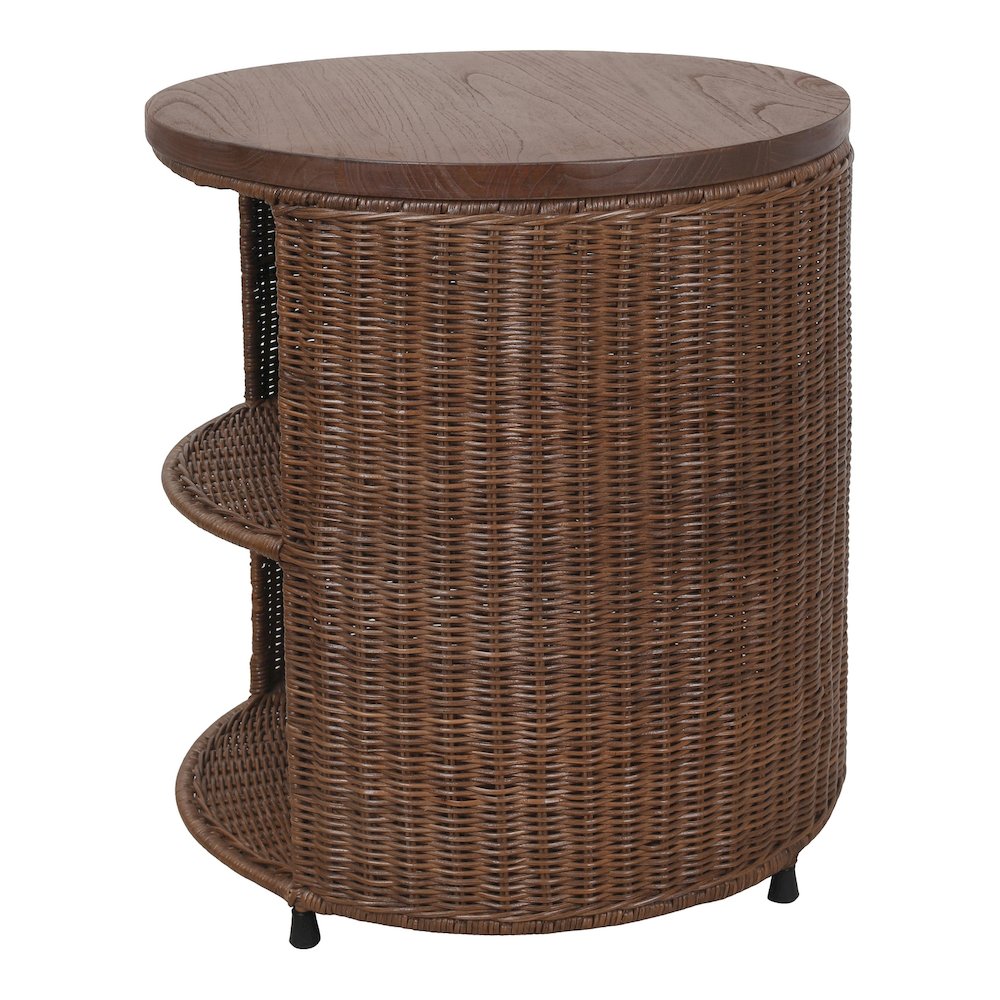 Zayn Accent Table - Cane Brown Rattan Base - Wood Top