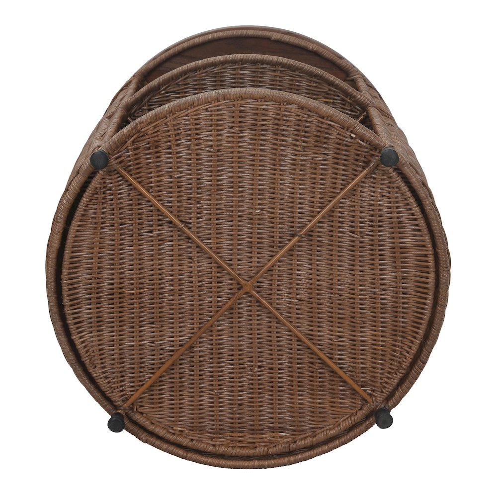 Zayn Accent Table - Cane Brown Rattan Base - Wood Top