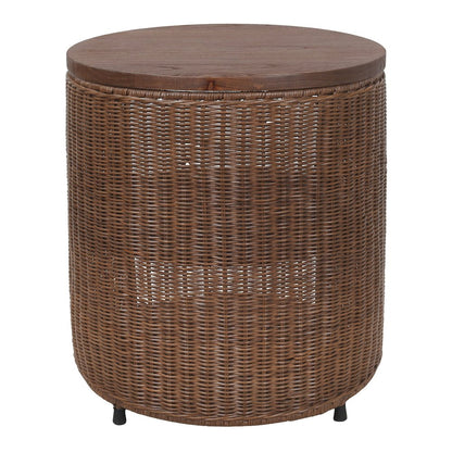 Zayn Accent Table - Cane Brown Rattan Base - Wood Top