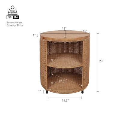 Zayn Accent Table - Honey Rattan Base - Wood Top