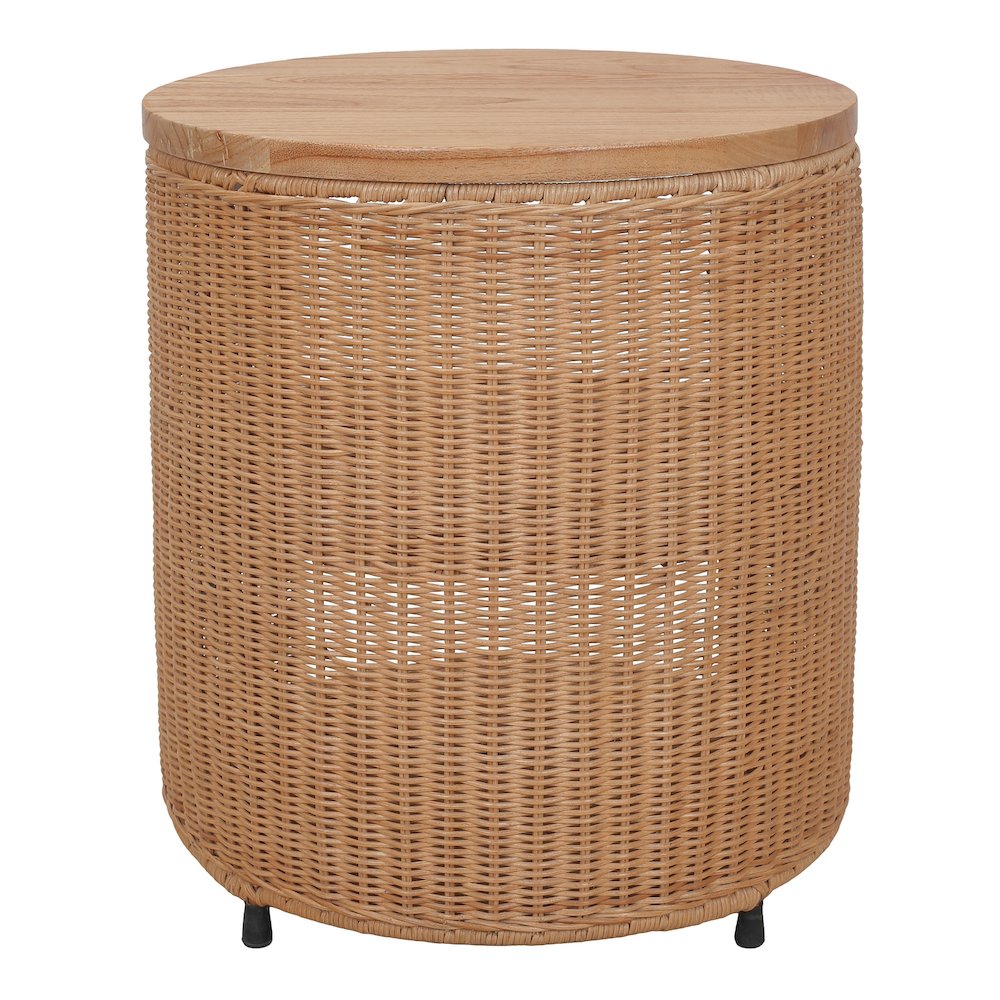 Zayn Accent Table - Honey Rattan Base - Wood Top