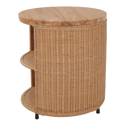 Zayn Accent Table - Honey Rattan Base - Wood Top