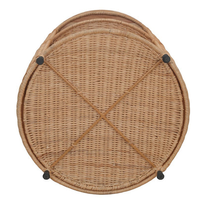 Zayn Accent Table - Honey Rattan Base - Wood Top