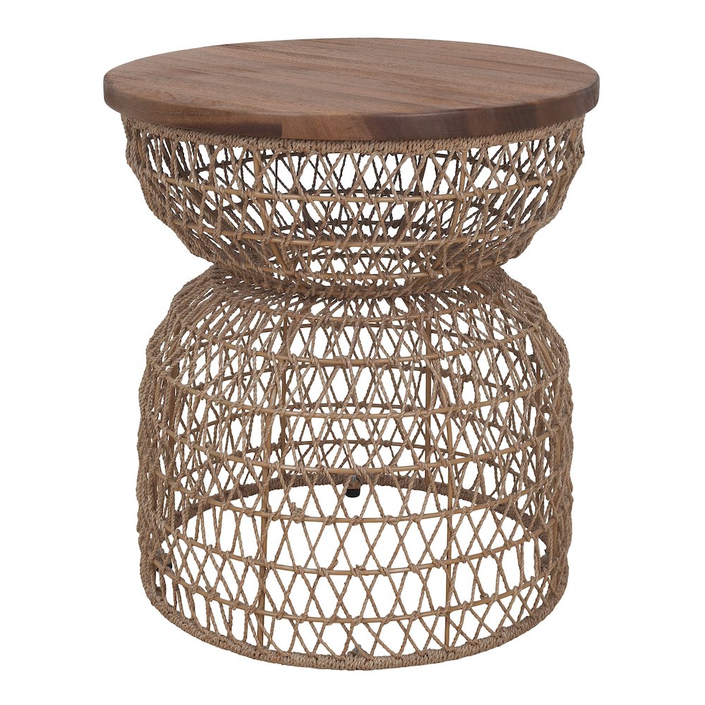 Looma Accent Table - Natural Base - Brown Wood Top