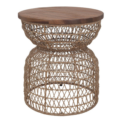 Looma Accent Table - Natural Base - Brown Wood Top