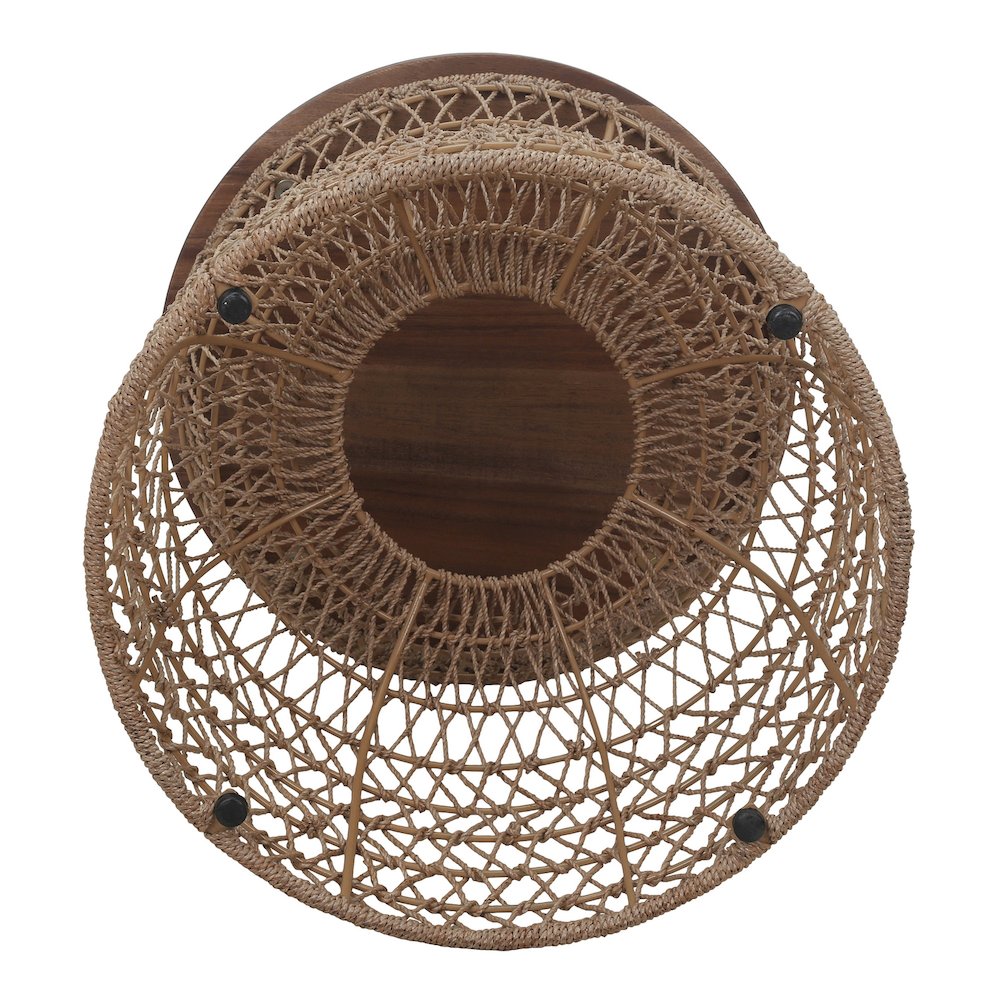 Looma Accent Table - Natural Base - Brown Wood Top