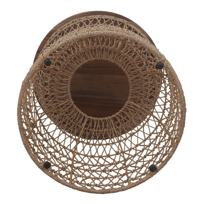 Looma Accent Table - Natural Base - Brown Wood Top