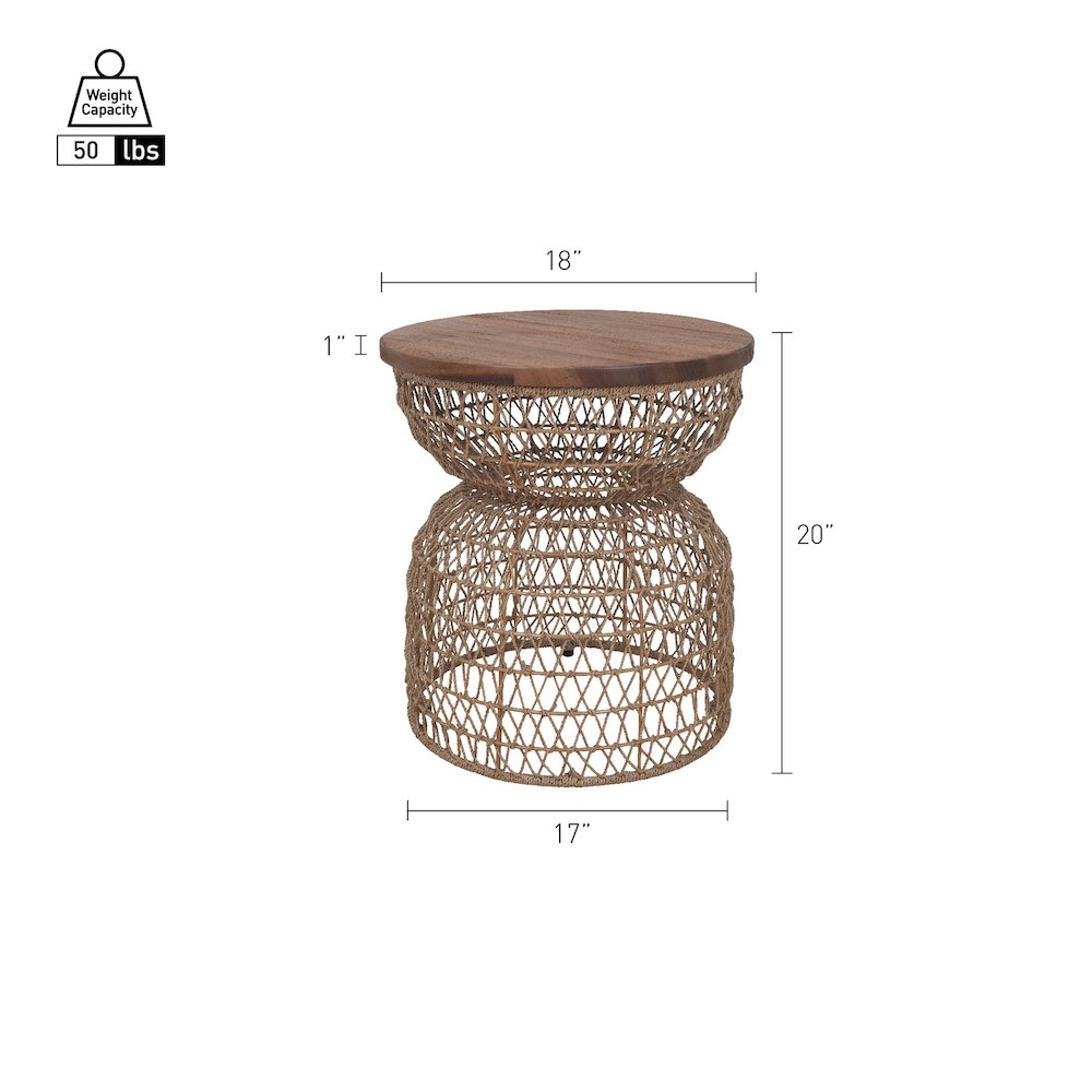 Looma Accent Table - Natural Base - Brown Wood Top