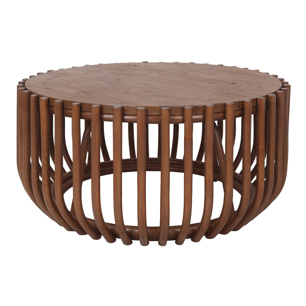 Bexa Coffee Table - Cane Brown Rattan Base - Wood Top