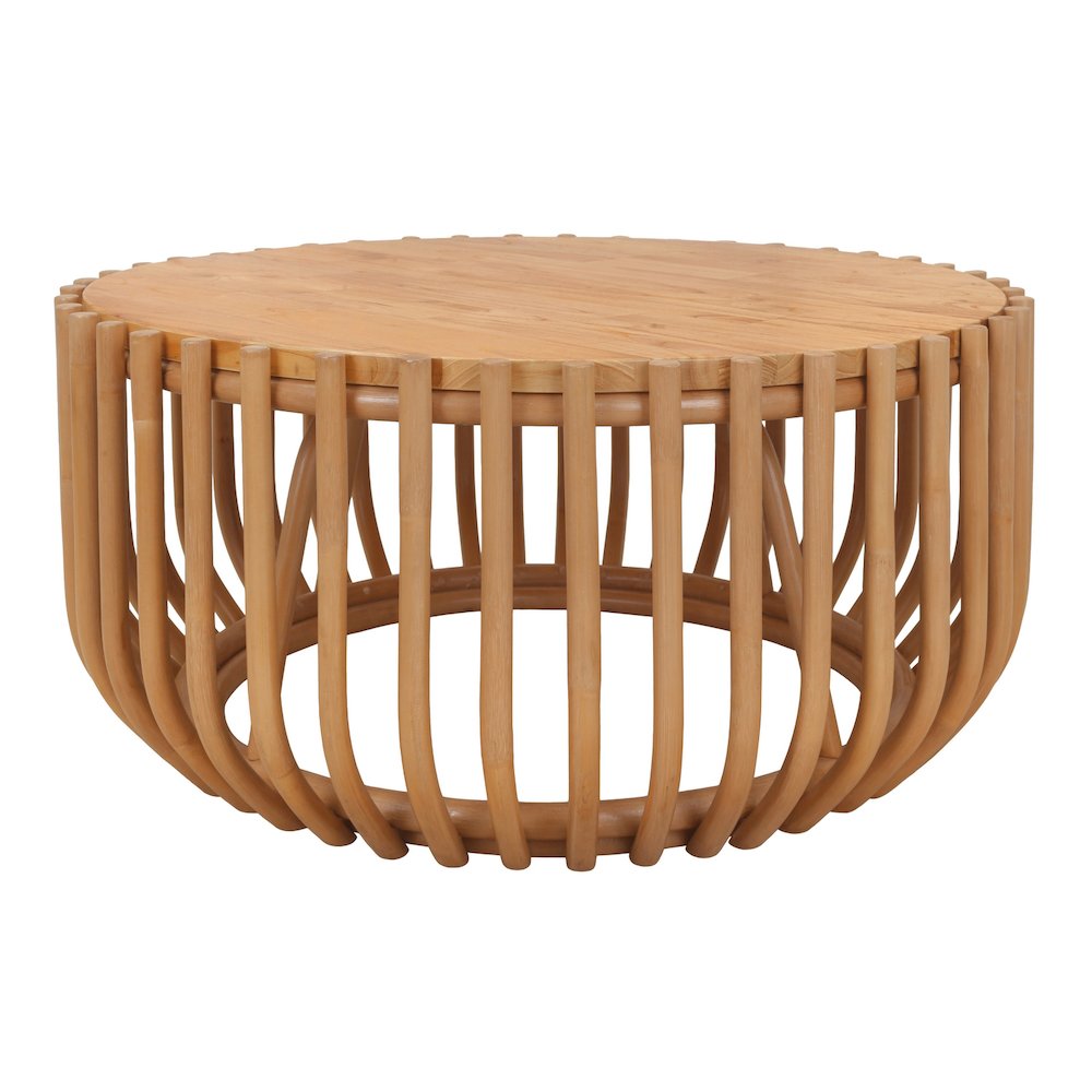 Bexa Coffee Table - Honey Rattan Base - Wood Top