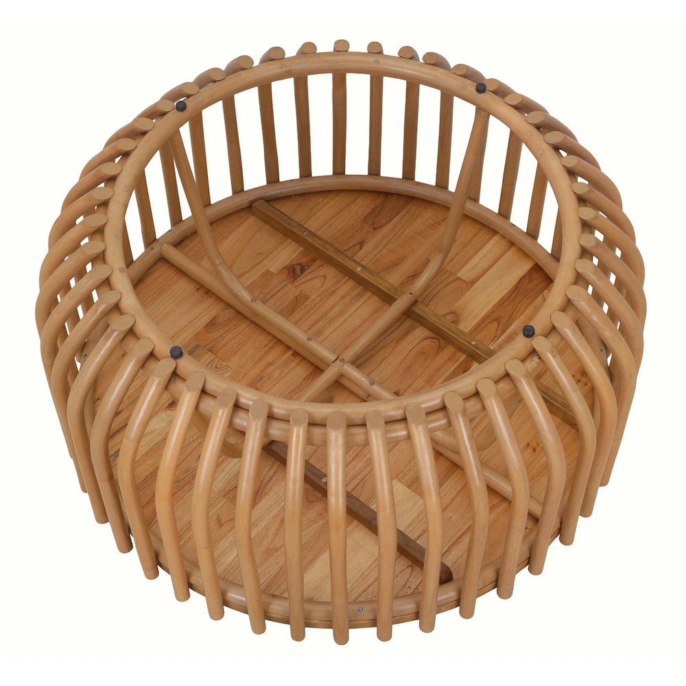 Bexa Coffee Table - Honey Rattan Base - Wood Top