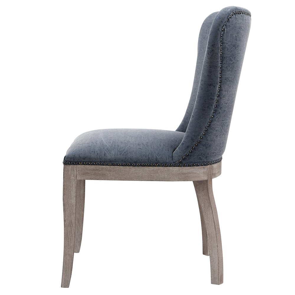 Dorsey Faux Leather Dining Side Chair Drift Wood Legs, (Set of 2)