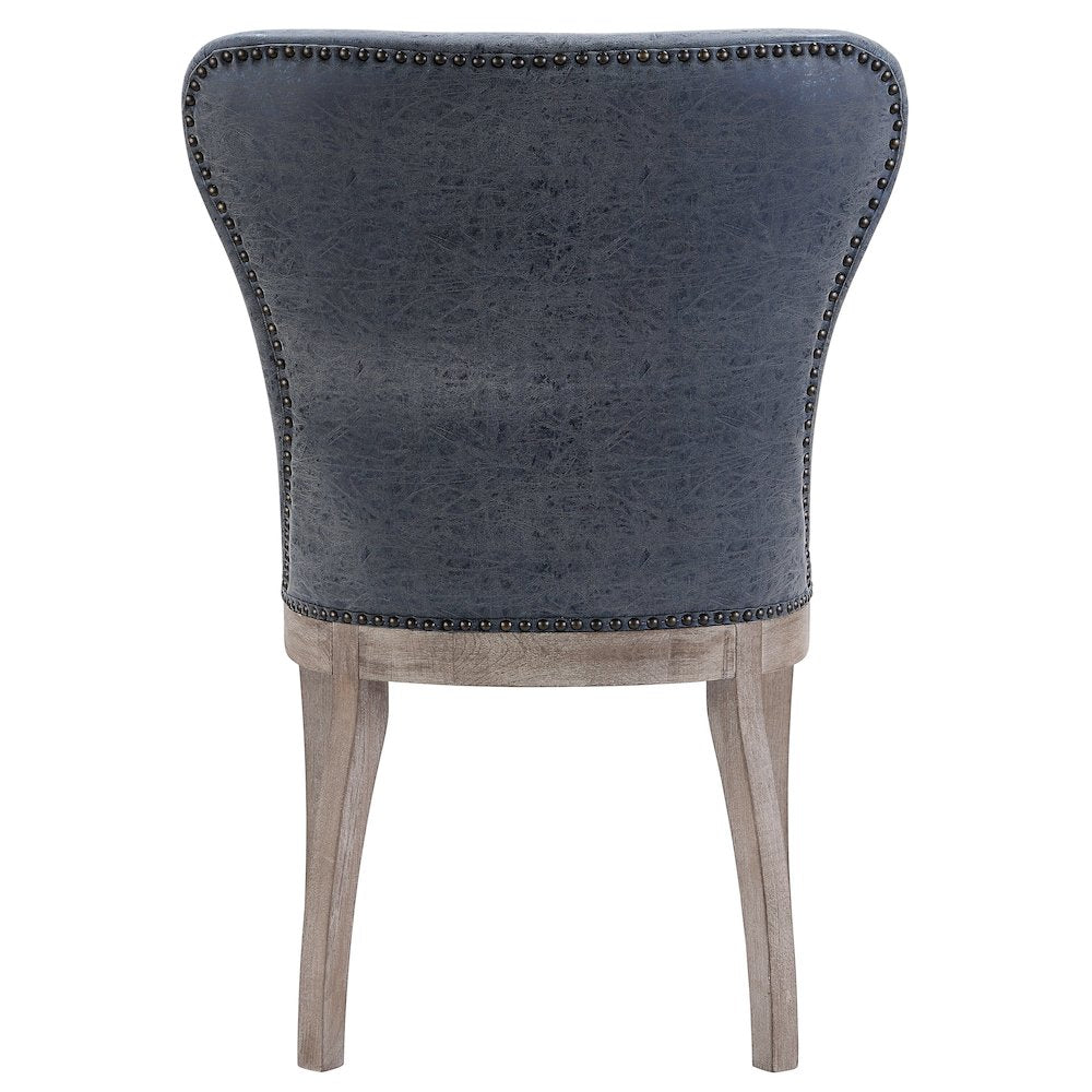 Dorsey Faux Leather Dining Side Chair Drift Wood Legs, (Set of 2)