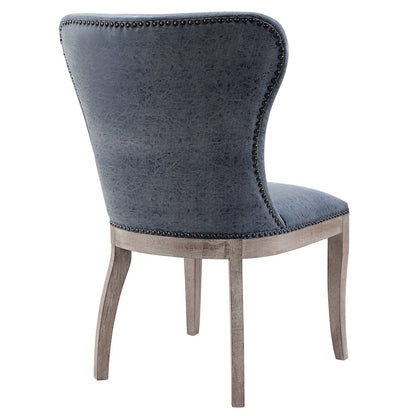 Dorsey Faux Leather Dining Side Chair Drift Wood Legs, (Set of 2)
