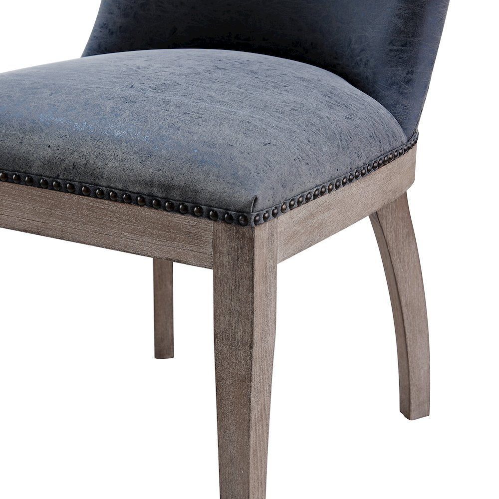 Dorsey Faux Leather Dining Side Chair Drift Wood Legs, (Set of 2)