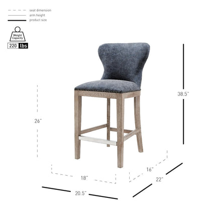 Dorsey Faux Leather Counter Stool Drift Wood Legs