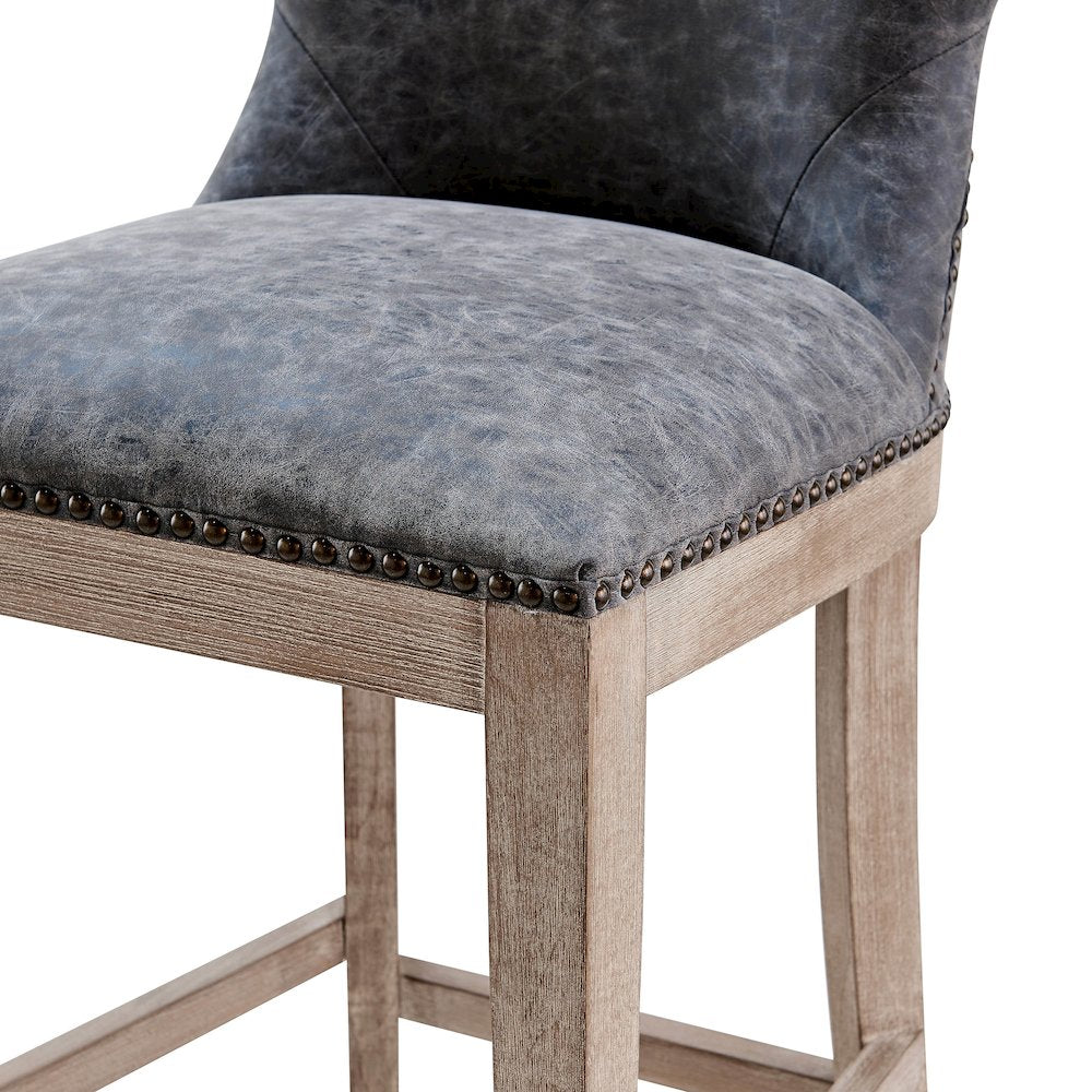Dorsey Faux Leather Counter Stool Drift Wood Legs