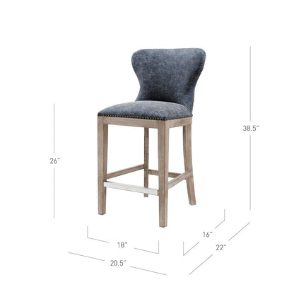 Dorsey Faux Leather Counter Stool Drift Wood Legs