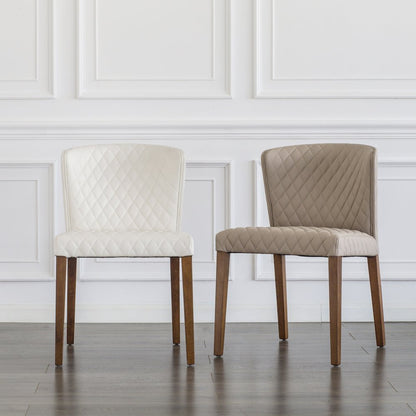 Albie Diamond Stitching Faux Leather Dining Side Chair, (Set of 2)