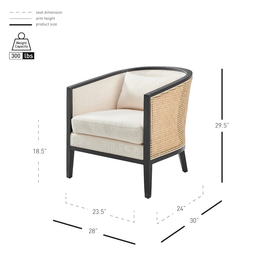Tillman Linen Accent Arm Chair w/ Rattan