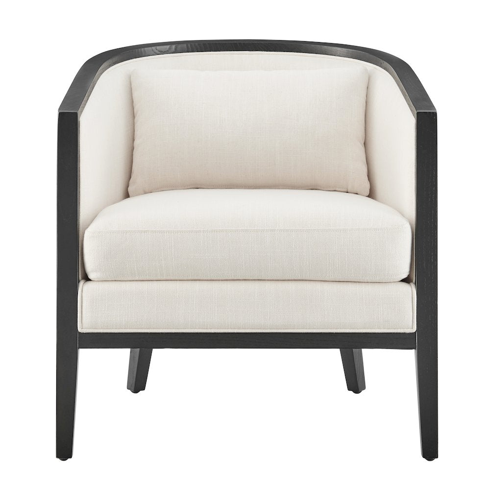 Tillman Linen Accent Arm Chair w/ Rattan