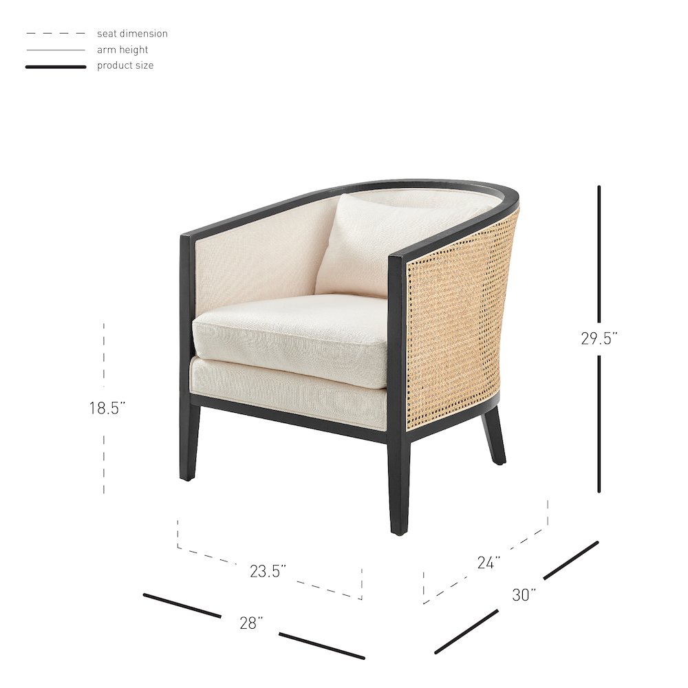 Tillman Linen Accent Arm Chair w/ Rattan