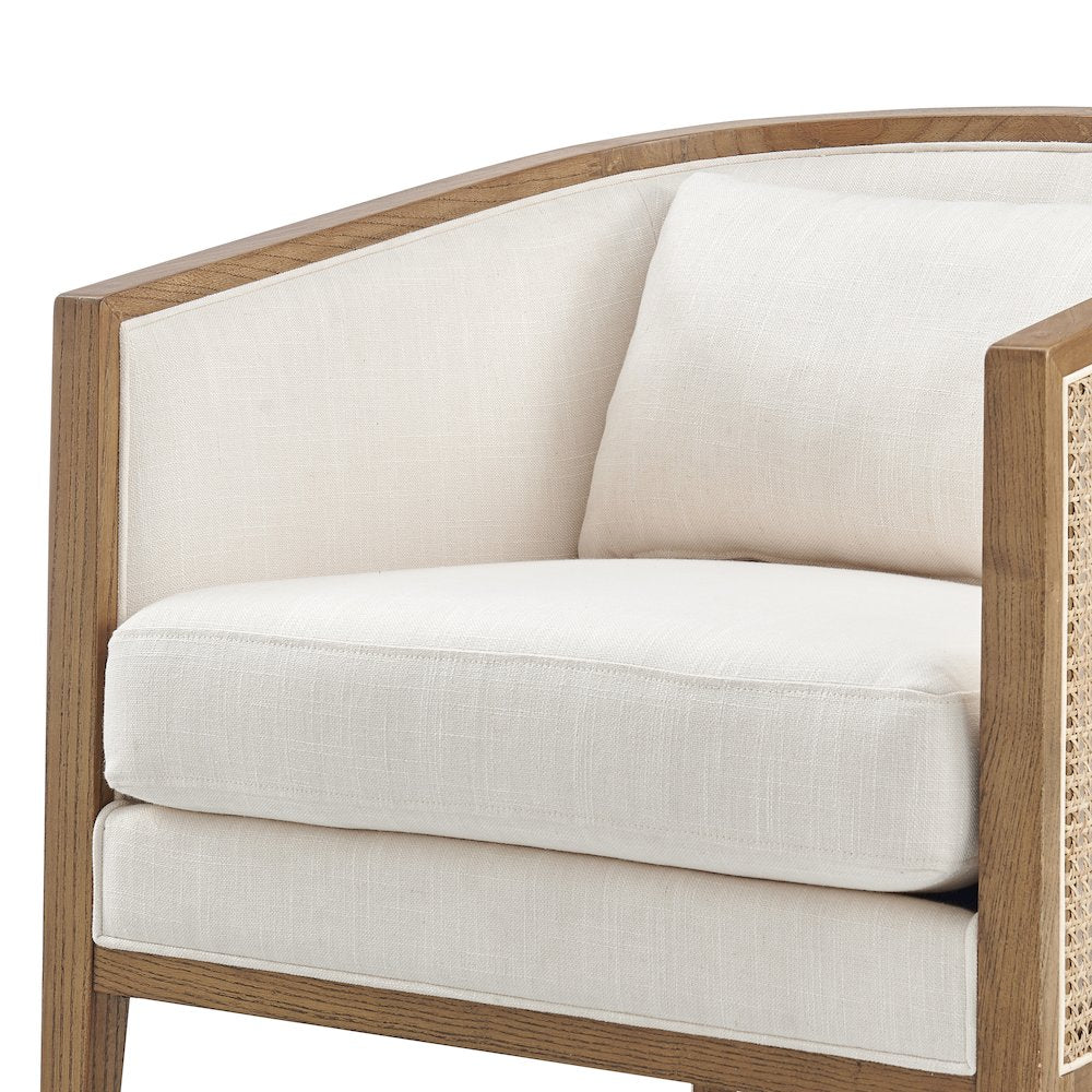 Tillman Linen Accent Arm Chair w/ Rattan
