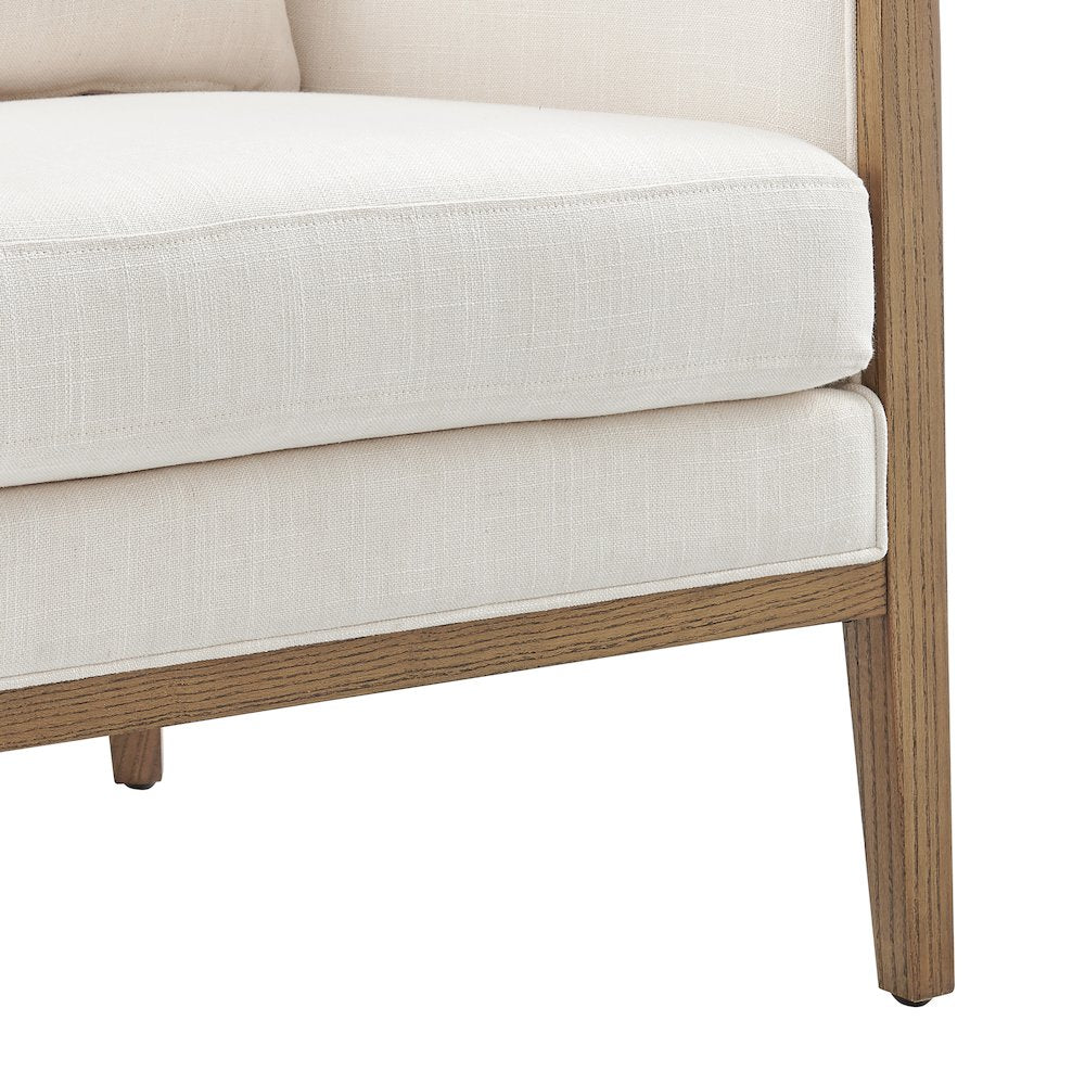 Tillman Linen Accent Arm Chair w/ Rattan