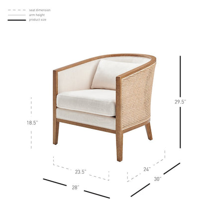 Tillman Linen Accent Arm Chair w/ Rattan