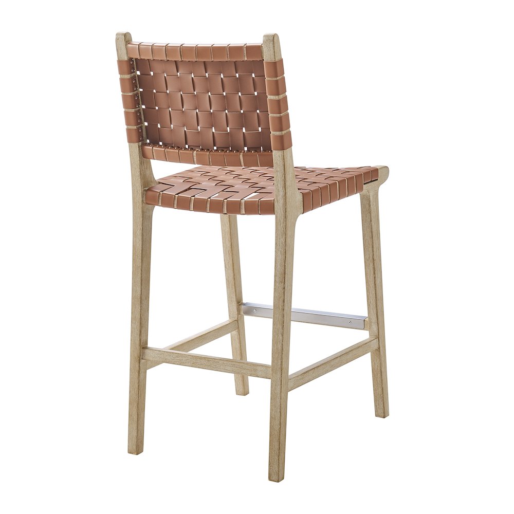 Marco Faux Leather Counter Stool Drift Wood Frame